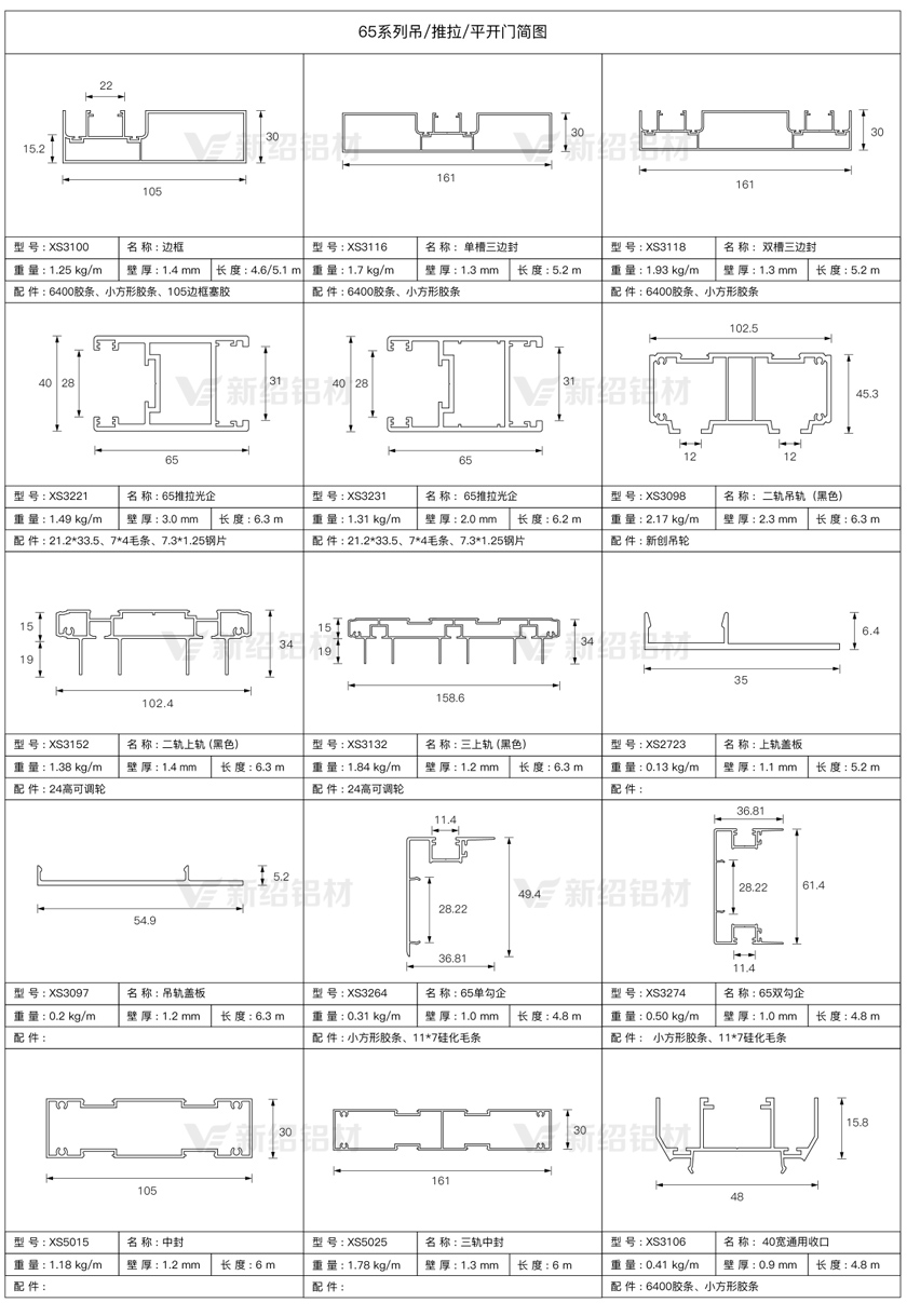 推拉门型材价格